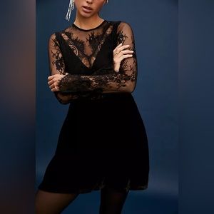Free People Marlie Lace Mini Dress Black XS Like New!